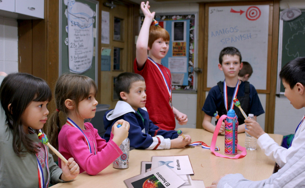 kids participating in class